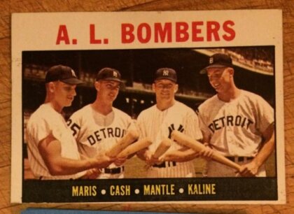 A.L. Bombers 1964 Topps Mantle Maris Kaline Cash