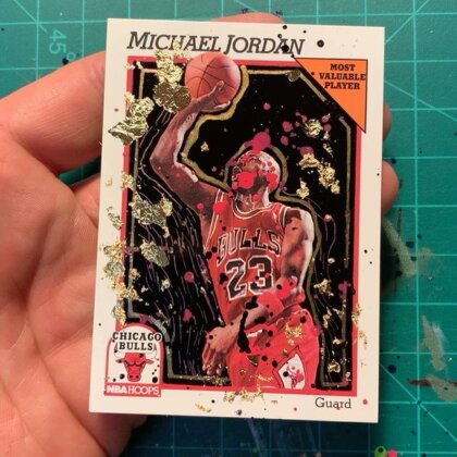 Air, Michael Jordan 22kt gold custom basketball art card