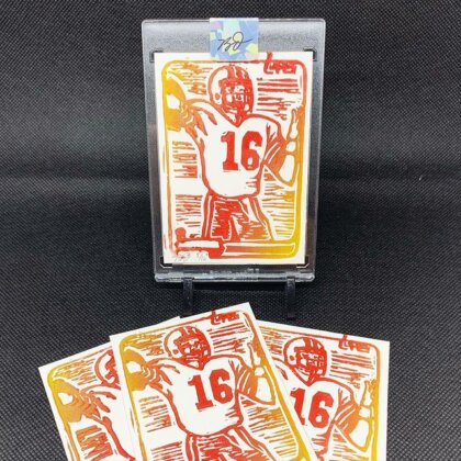 ICONS #3 Joe Montana Rookie – Linocut Print Card